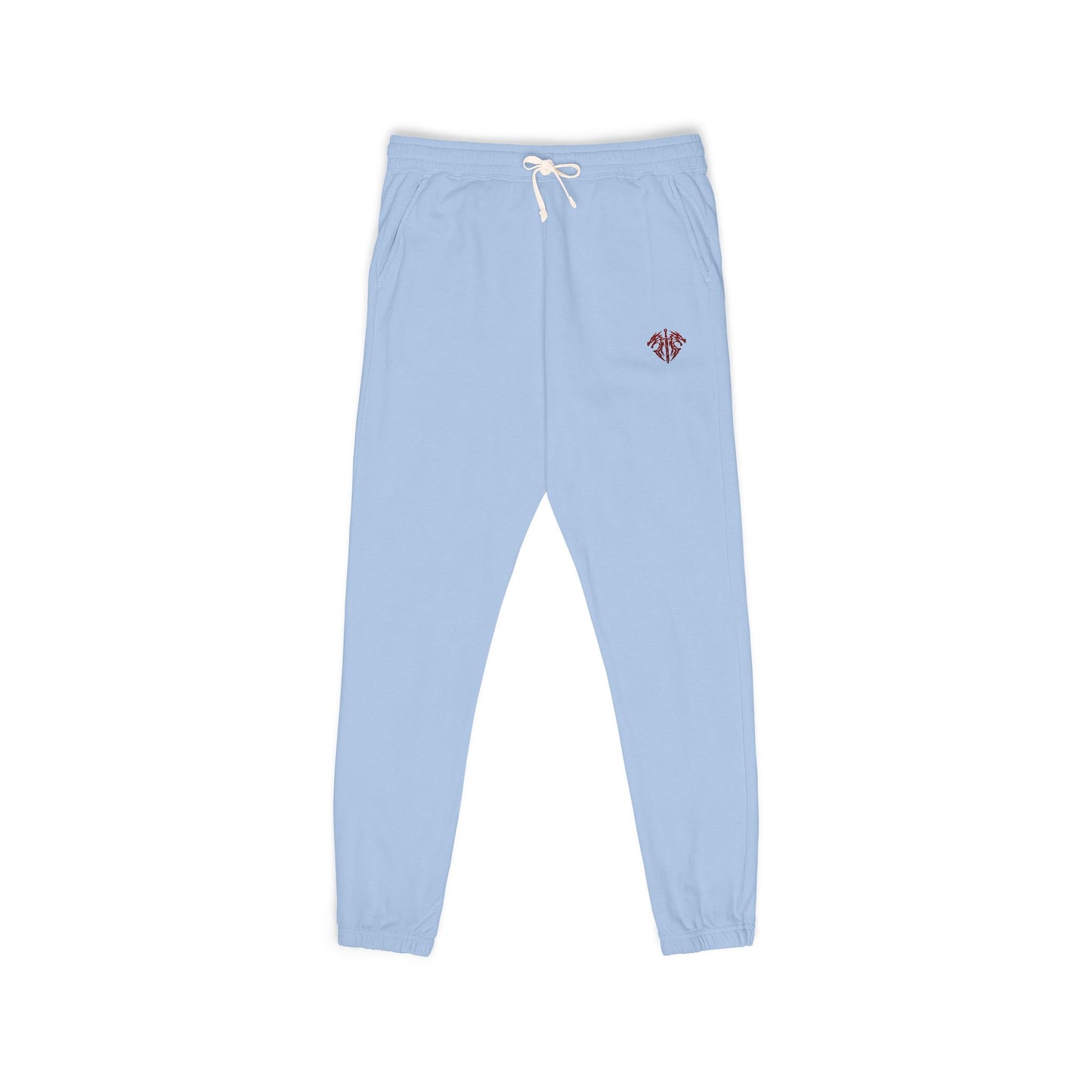 Embroidered Palm Leaf Fleece Sweatpants — Garment-Dyed Cozy Joggers
