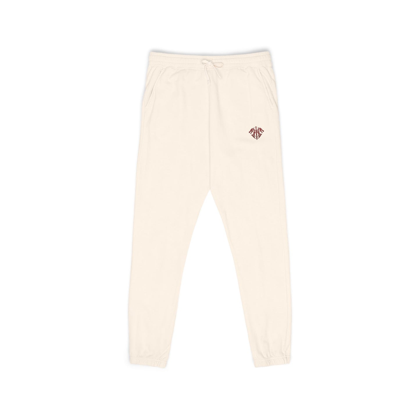 Embroidered Palm Leaf Fleece Sweatpants — Garment-Dyed Cozy Joggers