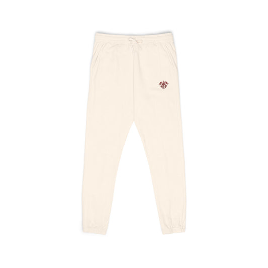 Embroidered Palm Leaf Fleece Sweatpants — Garment-Dyed Cozy Joggers