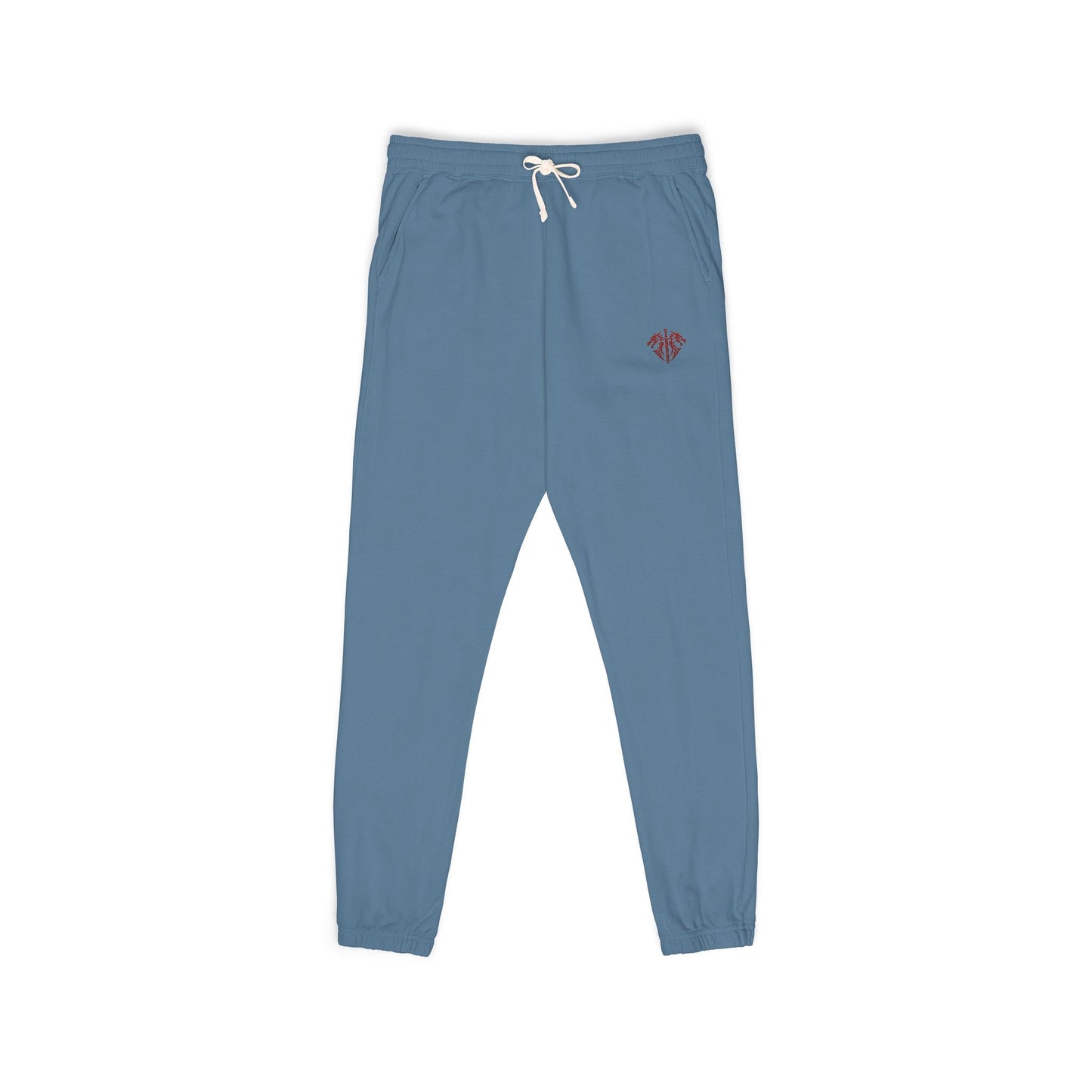 Embroidered Palm Leaf Fleece Sweatpants — Garment-Dyed Cozy Joggers