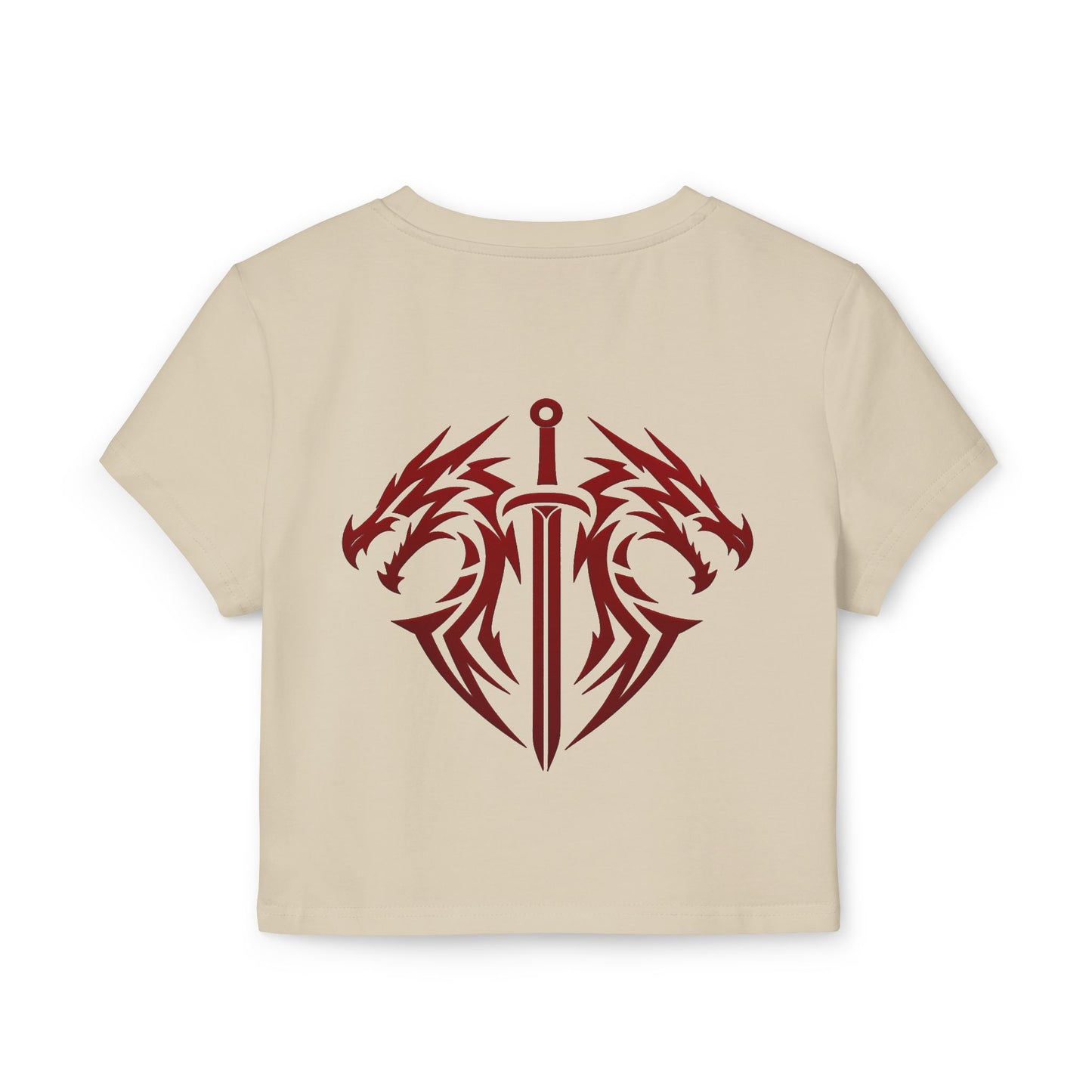 Women's Dragon Sword Baby Tee — Cropped Graphic Crop Top for Fantasy Fans