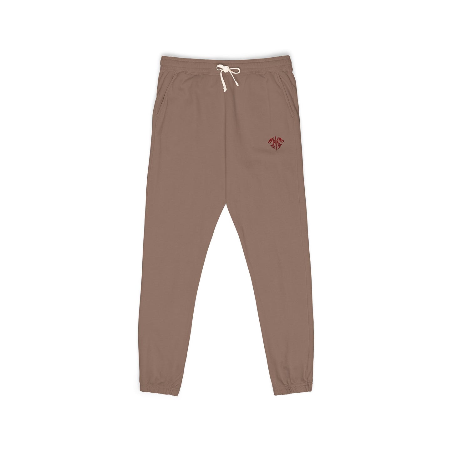 Embroidered Palm Leaf Fleece Sweatpants — Garment-Dyed Cozy Joggers