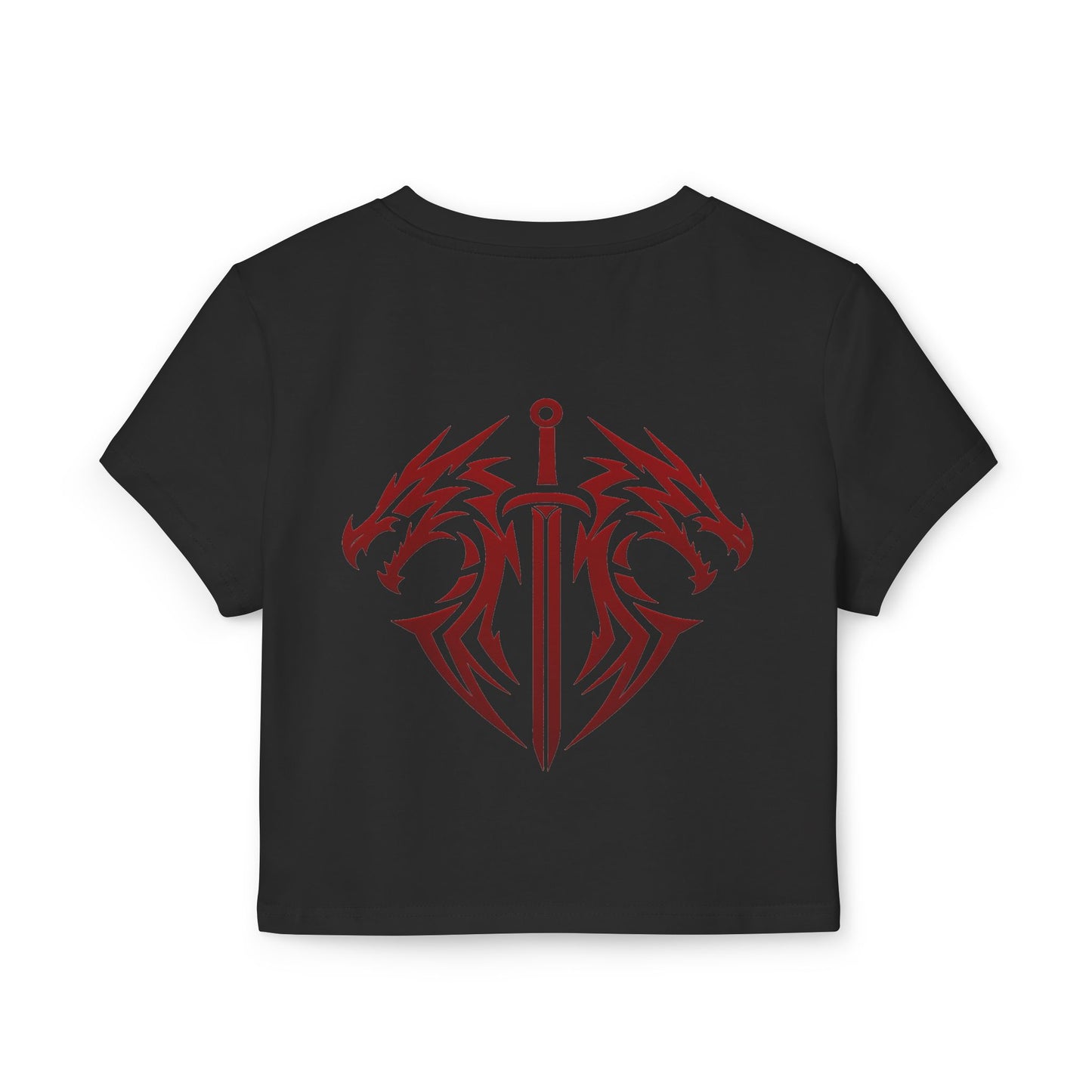 Women's Dragon Sword Baby Tee — Cropped Graphic Crop Top for Fantasy Fans