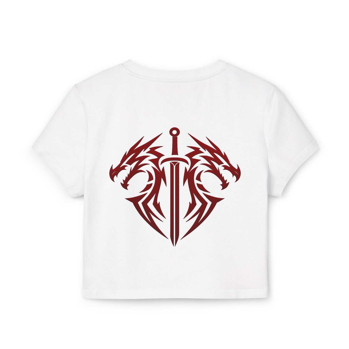 Women's Dragon Sword Baby Tee — Cropped Graphic Crop Top for Fantasy Fans