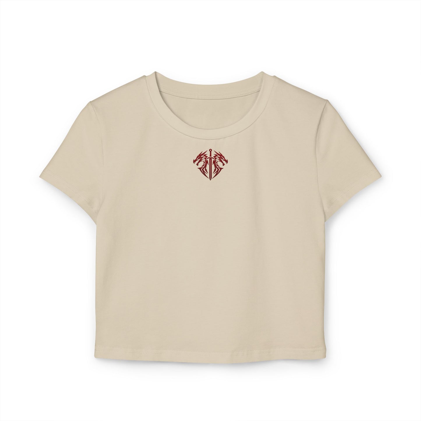 Women's Dragon Sword Baby Tee — Cropped Graphic Crop Top for Fantasy Fans