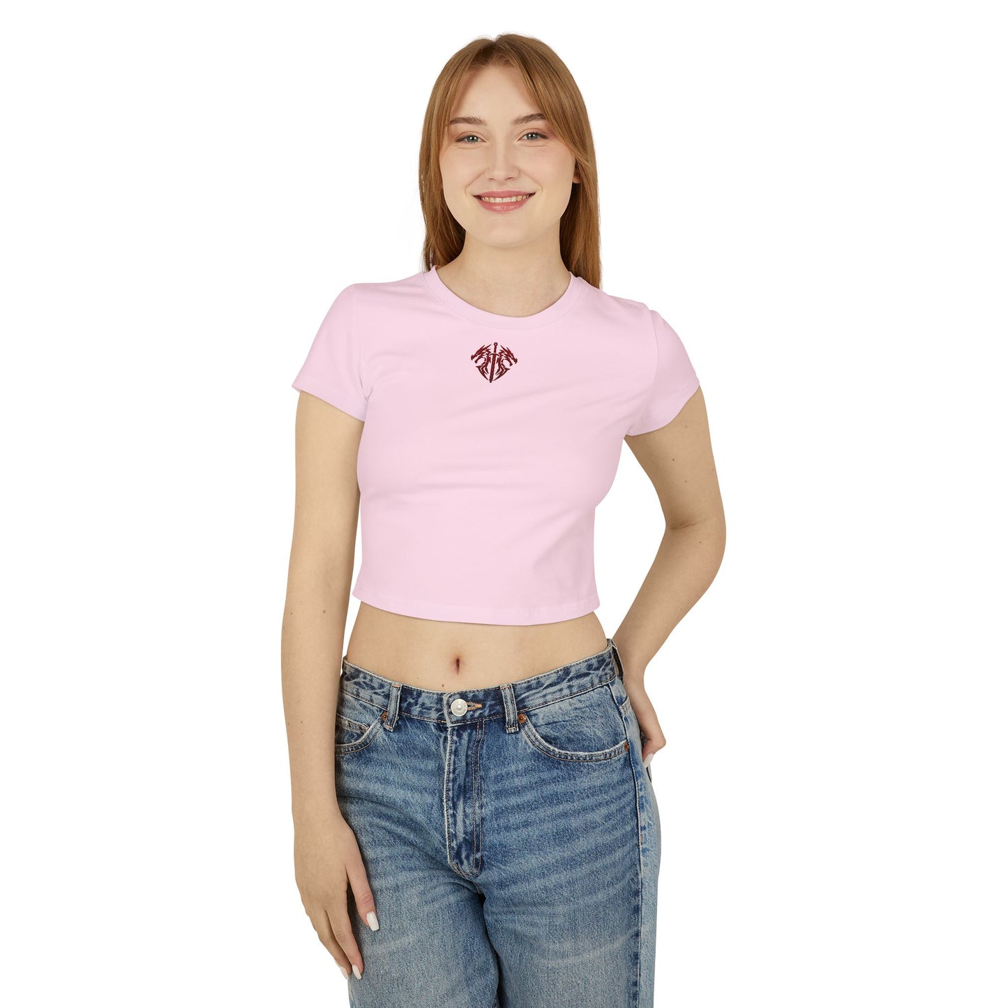 Women's Dragon Sword Baby Tee — Cropped Graphic Crop Top for Fantasy Fans