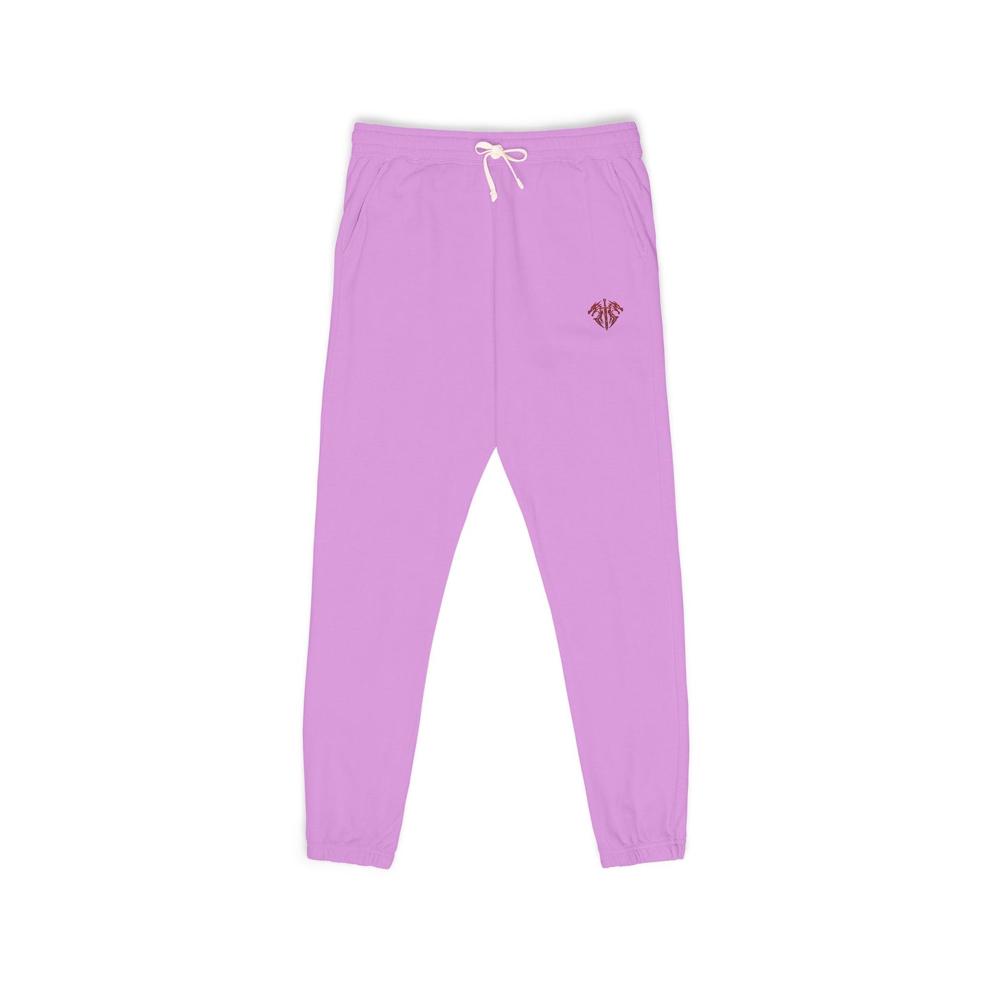 Embroidered Palm Leaf Fleece Sweatpants — Garment-Dyed Cozy Joggers