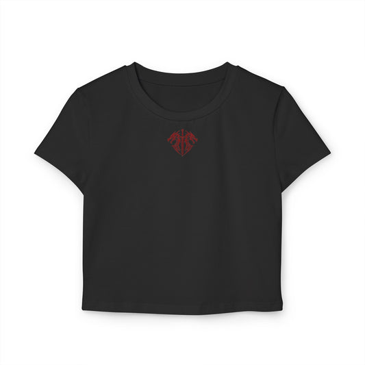 Women's Dragon Sword Baby Tee — Cropped Graphic Crop Top for Fantasy Fans
