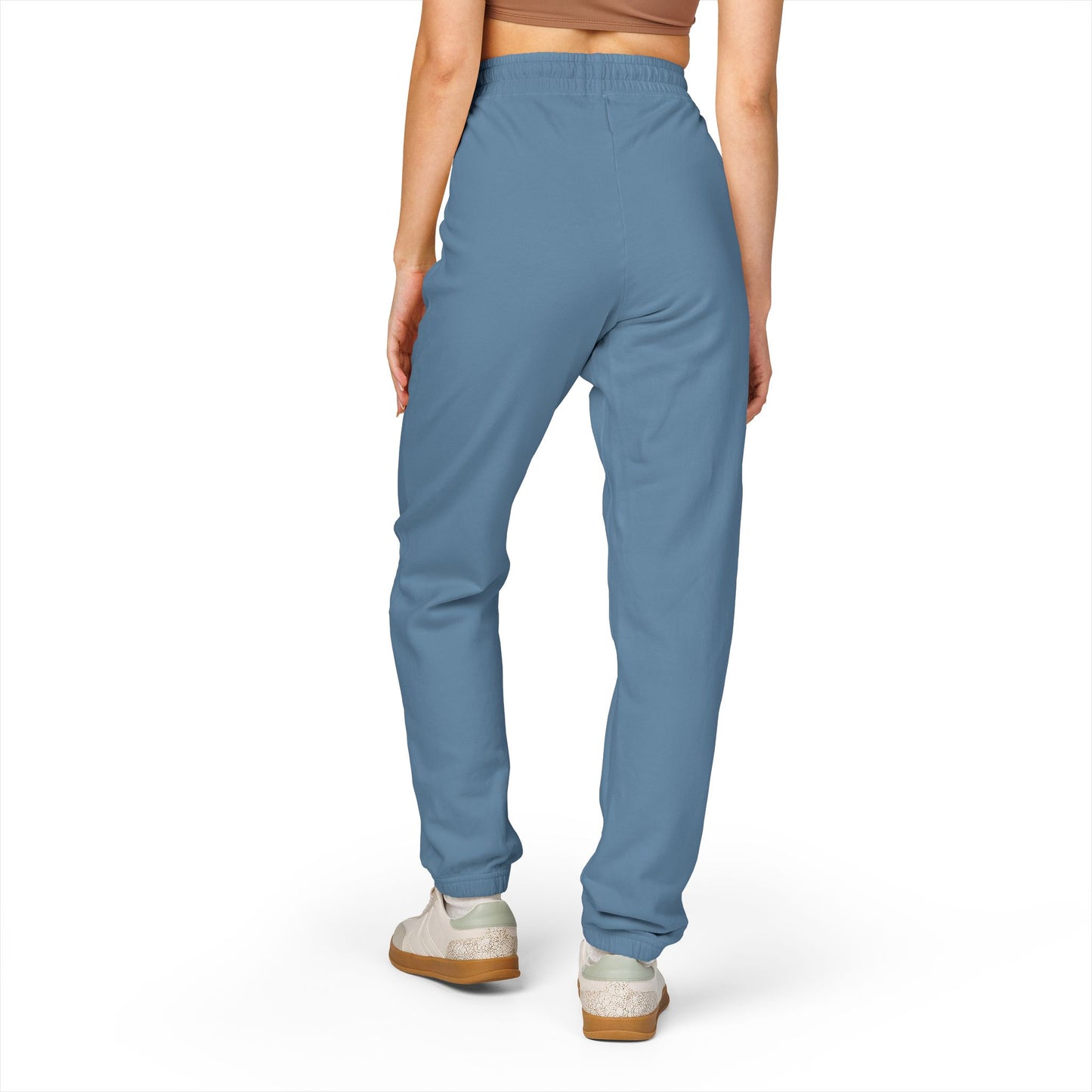 Embroidered Palm Leaf Fleece Sweatpants — Garment-Dyed Cozy Joggers